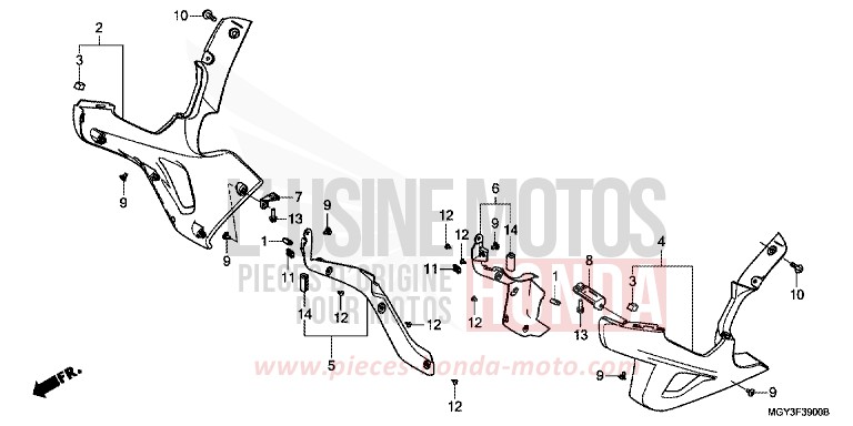 CAPOT INFERIEUR de VFR800X "Crossrunner" PEARL FADELESS WHITE (NH341) 2013